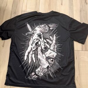 Black Graphic T-Shirt with Artistic Design